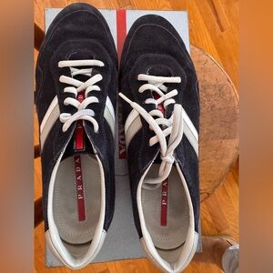 Prada Men's Black and White Sneakers